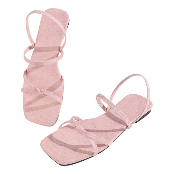 Bibifish Womens Flat Slide Minimalist Crisscross Thin Strap Ladies Sandals Summer Sleek Street Everyday Casual Outdoor Walking Sandals