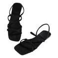 thumbnail image 1 of Bibifish Womens Flat Slide Minimalist Crisscross Thin Strap Ladies Sandals Summer Sleek Street Everyday Casual Outdoor Walking Sandals, 1 of 9