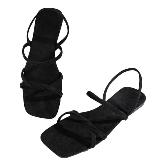Bibifish Womens Flat Slide Minimalist Crisscross Thin Strap Ladies Sandals Summer Sleek Street Everyday Casual Outdoor Walking Sandals