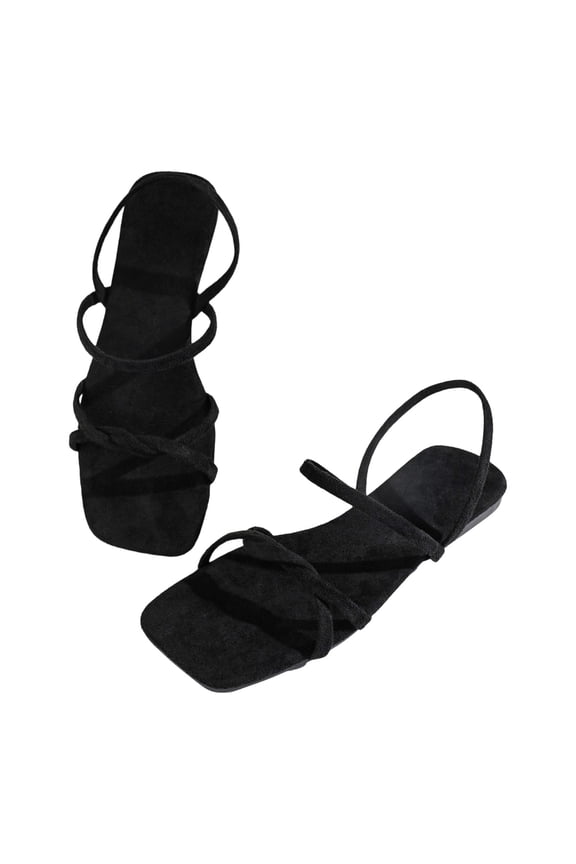 Womens Flat Slide Minimalist Crisscross Thin Strap Ladies Sandals Summer Sleek Street Everyday Casual Outdoor Walking Sandals