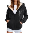 thumbnail image 1 of Bibifish Womens Fleece-Lined Full Zip Hoodies With Butterfly Print Hoodies With Side Pockets Relaxed Fit Casual Spring Daily Warm Wear Pullover Tops, 1 of 5
