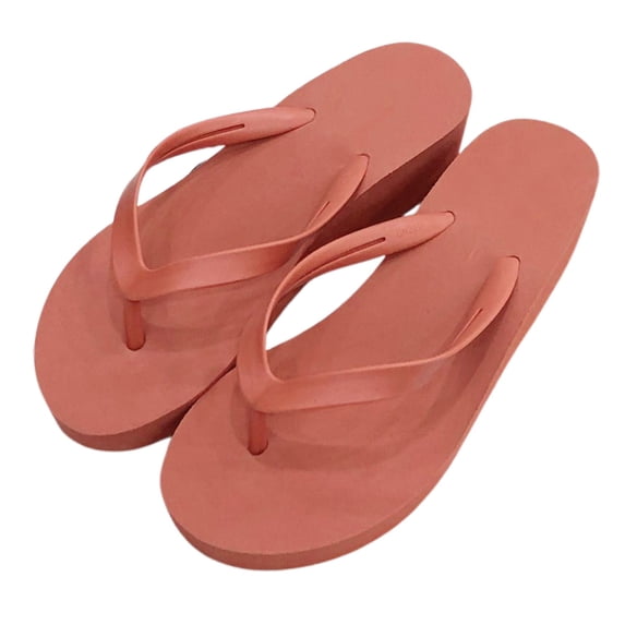 Bibifish Womens Flip Flops Solid Wedge Heel Rubber Thong Sandals Lightweight Casual Summer Beach Slippers