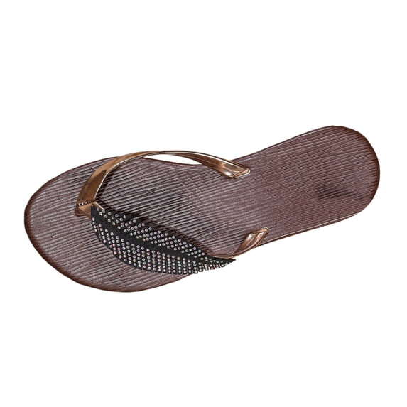 Bibifish Womens Flip Flops Sparkle Rhinestone Feather Soft Rubber Ladies Sandals Summer Beach Indoor Outdoor Casual Walking Sandals