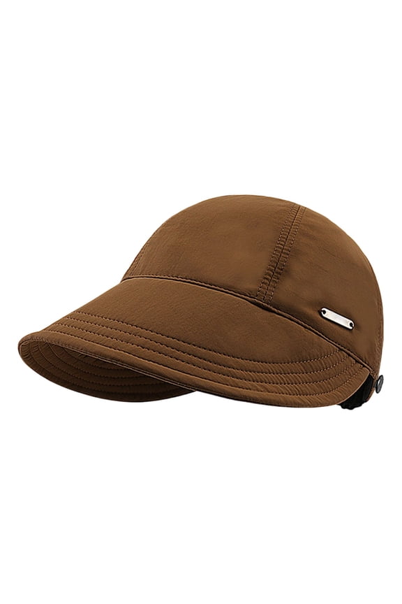 Womens Foldable Baseball Cap Metal Label Detail Lightweight Adjustable Hat Casual Outdoor & Travel Curved-Brim Uv Protection Sun Protection Cap