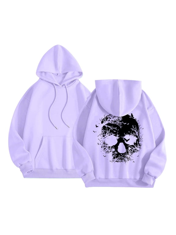 Womens Full Hooded Hoodies With Graphic Print Back Print Casual Hoodies With Pocket Relaxed Fit Outdoor Edgy Street Style Pullover