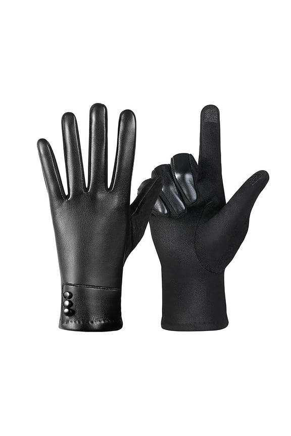 Womens Gloves Black Touchscreen Leather Gloves Slim Fit Soft Lined Winter Warm Windproof Outdoor Driving Daily Wear Gloves