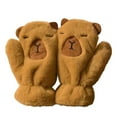thumbnail image 1 of Bibifish Womens Gloves Cute Capybara Pattern Fuzzy Mittens Winter Warm Lined Full Cover Adjustable Wrist Fingerless Outdoor Activities Gloves, 1 of 3