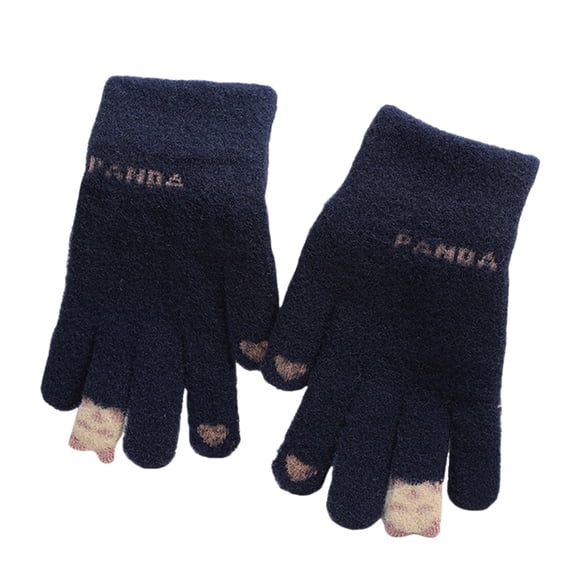 Bibifish Womens Gloves Cute Panda Pattern Fluffy Knitted Gloves Styling Touchscreen Casual Winter Warm Outdoor Gloves For Ladies