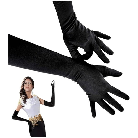 Bibifish Womens Gloves Elegant Long Satin Gloves Solid Color Slim Fit Formal Party Wedding Costume Accessory With Smooth Texture