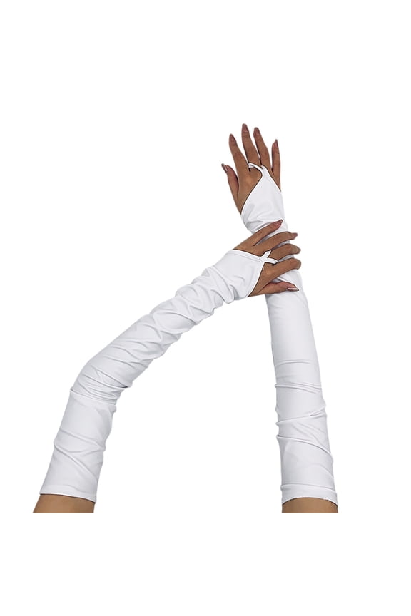 Womens Gloves Leather Fingerless Long Gloves Edgy Streetwear Trendy Party Clubbing Casual Layered Outerwear Accessory