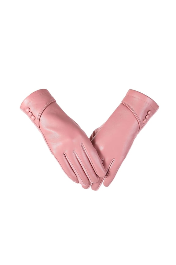 Womens Gloves Faux Leather Gloves With Decorative Buttons Elegant Slim Fit Winter Warm Touchscreen Outdoor Daily Commute Gloves
