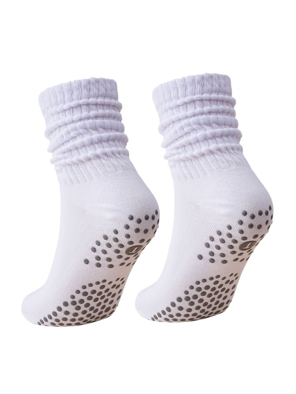 Womens Crew Socks Off White Slouchy Non Sole Knit Crew Socks