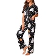 thumbnail image 1 of Bibifish Womens Halloween Pajama Set Fall Classic Button Down Short Sleeve Top Long Pants 2 Piece Smooth Holiday Pjs, 1 of 4