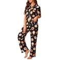 thumbnail image 1 of Bibifish Womens Halloween Pajama Set Fall Loose Fit Short Sleeve Top Long Pants 2 Piece Outfit Holiday Nightwear, 1 of 4
