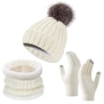 thumbnail image 1 of Bibifish Womens Hat Gloves Scarf Sets Trendy Fleece Lined Beanies Hat Gloves And Neck Warmer Soft 3 Pc Winter Cold Weather Hat Gloves Scarf Sets, 1 of 6