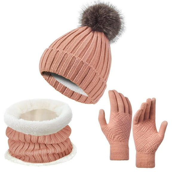 Bibifish Womens Hat Gloves Scarf Sets Trendy Fleece Lined Beanies Hat Gloves And Neck Warmer Soft 3 Pc Winter Cold Weather Hat Gloves Scarf Sets