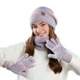 thumbnail image 1 of Bibifish Womens Hat Gloves Scarf Sets Winter Knitted Beanies Hat Touchscreen Gloves And Neck Warmer Thermal Lined Hat Gloves Scarf Sets, 1 of 4