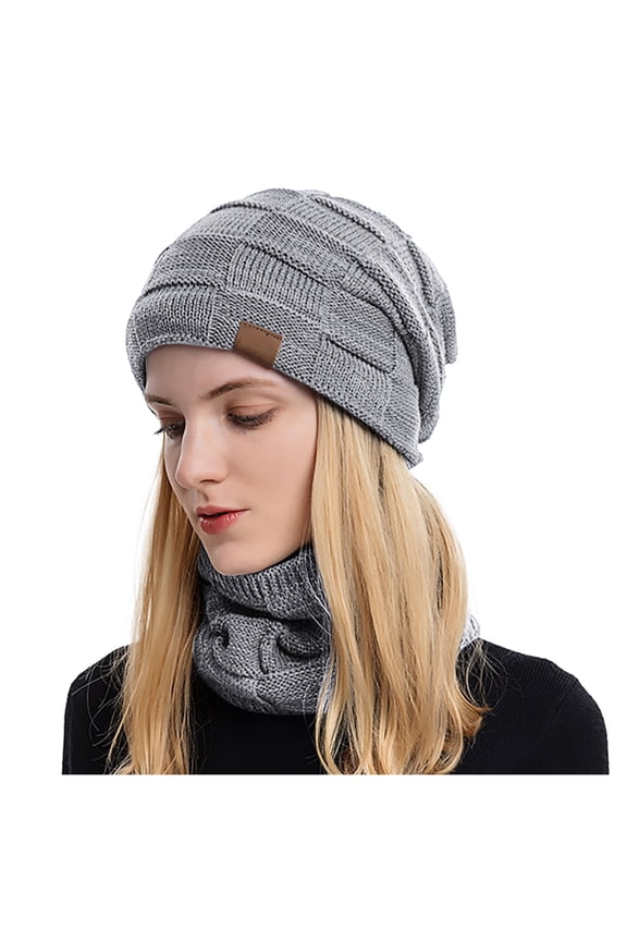 Womens Hat Scarf Sets Comfy 2 Pc Trendy Knit Beanies Hat And Slouchy Neck Warmer Soft Comfy Winter Hat Scarf Sets For Ladies