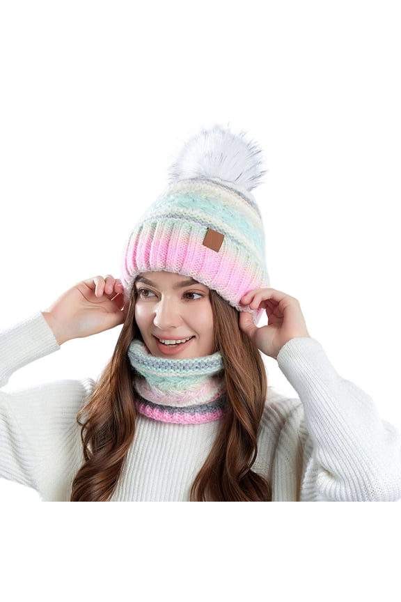 Womens Hat Scarf Sets Winter Fleece Lined Knitted Beanies Hat And Neck Warmer Cold Weather Outdoor Activities Lined Hat Scarf Sets