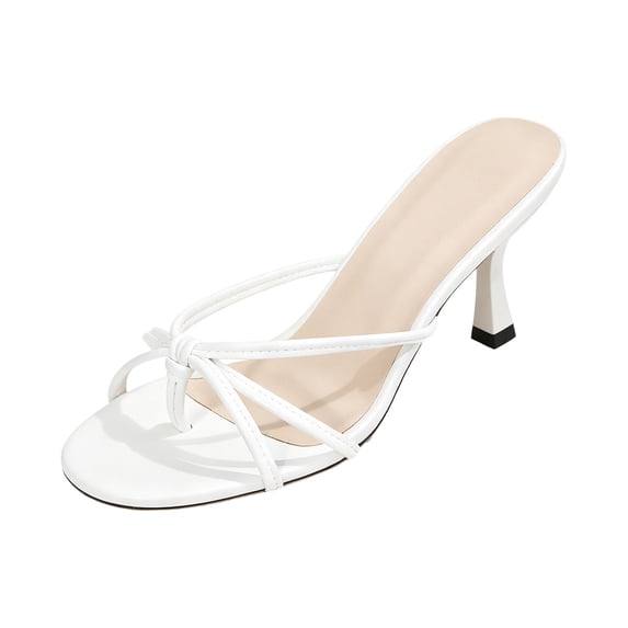 Bibifish Womens Heeled Sandals Trendy Open Toe Elastic Slingback Footbed Heeled Slide Strap Summer Party Wedding Sandals For Ladies