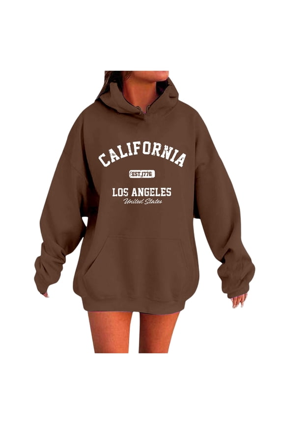 Womens Hoodie California Los Angeles City Letter Print Pullover Hoodie With Pocket Soft Oversized Fit Casual Stylish Hoodie