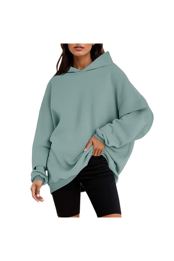 Womens Hoodies Asymmetrical Hem Drawstring Hood Side Pocket Oversized Fit Hoodies Casual Brunch Dates Street Strolls Trendy Hoodies