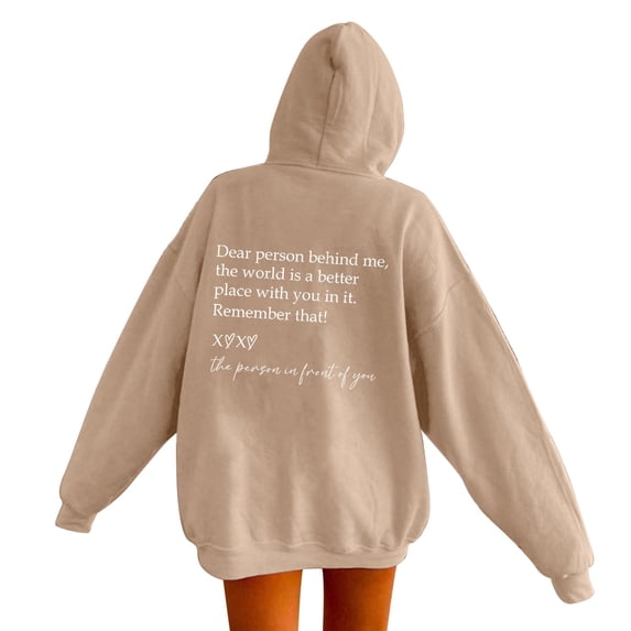 Bibifish Womens Hoodies Back Text Graphic Hooded Sweatshirts Oversized Long Sleeve Pullover Tops Casual Loose Outfits