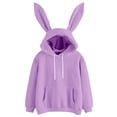thumbnail image 1 of Bibifish Womens Hoodies Bunny Ear Hood Design Drawstring Detail With Pocket Relaxed Fit Casual Loungewear Parties Adorable Cute Daily Wear Hoodies, 1 of 4
