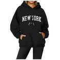 thumbnail image 1 of Bibifish Womens Hoodies Casual New York Letter Print Pullover Hoodies Soft Oversized Fit Casual Fall Winter Daily Wear Stylish Pullover Top, 1 of 4