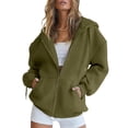 thumbnail image 1 of Bibifish Womens Hoodies Casual Solid Color Long Sleeve Zip Up Hooded Sweatshirts With Pockets Soft Loose Fit Daily Wear Hooded Outerwear, 1 of 6