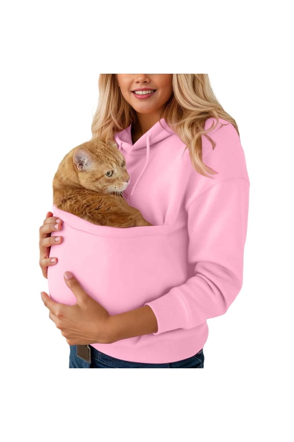Womens Hoodies Cat Print Pet Pouch Drawstring Hoodies Relaxed Fit Casual Pet Cute Daily Wear Home Lazy Pet Pouch Hoodies For Ladies