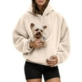 thumbnail image 1 of Bibifish Womens Hoodies Cozy Pet Pouch Fuzzy Hoodies Drawstring Long Sleeve Fluffy Hoodies Trendy Animal Holder Hooded Sweatshirts, 1 of 9