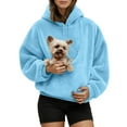 thumbnail image 1 of Bibifish Womens Hoodies Cozy Pet Pouch Fuzzy Hoodies Drawstring Long Sleeve Fluffy Hoodies Trendy Animal Holder Hooded Sweatshirts, 1 of 9