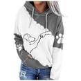 thumbnail image 1 of Bibifish Womens Hoodies Cute Dog Paw Fist Bump Graphic Print Long Sleeve Drawstring Sweatshirts Comfy Pocket Plus Size Pullover Tops, 1 of 4