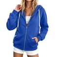 thumbnail image 1 of Bibifish Womens Hoodies Fall Full Zip Open Hooded Sweatshirts Drop Shoulder Kangaroo Pocket Outerwear Tops, 1 of 5