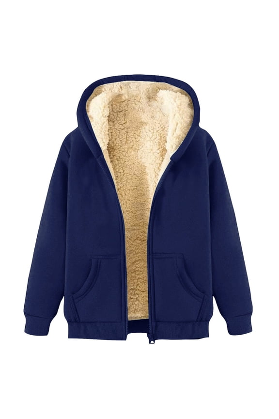 Womens Hoodies Full Zip Up Fleece Lining Hooded Coats With Side Pockets Relaxed Fit Casual Winter Outdoor Warm Cozy Cold-Weather Outerwear