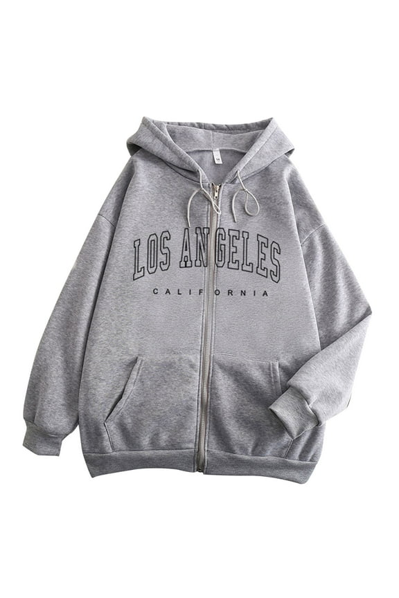 Womens Hoodies Funny Letter Print Full Zip Up Hoodies Jackets With Side Pocket Soft Relaxed Fit Casual Fall Winter Daily Wear Trendy Hoodies