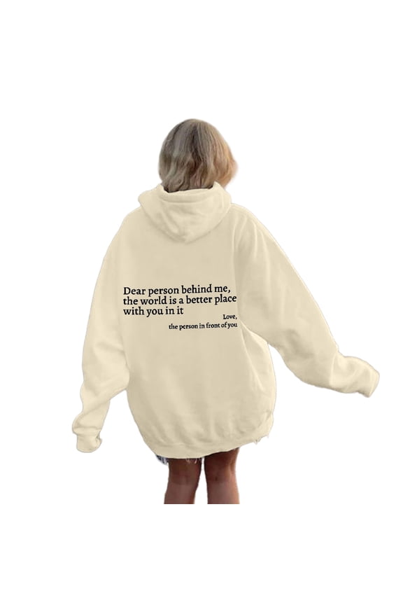 Womens Hoodies Graphic Letter Print Long Sleeve Drawstring Pullover Tops Casual Comfy Activewear Sweatshirts
