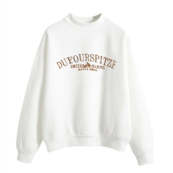 Bibifish Womens Hoodies Letter Graphic Hooded Sweatshirts Half Turtleneck Long Sleeve Loose Fit Casual Daily Travel Outings Stylish Trendy Pullover