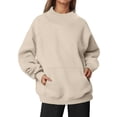 thumbnail image 1 of Bibifish Womens Hoodies Neck Drop Shoulder Pocket Sweatshirts Lined Oversized Long Sleeve Pullover Soft Brushed Thermal Inner Wear, 1 of 6