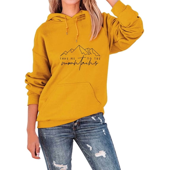 Bibifish Womens Hoodies Mountain Graphic Long Sleeve Hoodies With Pocket Oversized Fit Casual Hiking Trips Outdoor Adventures Stylish Wear For Ladies