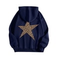 thumbnail image 1 of Bibifish Womens Hoodies Navy Blue Leopard Print Star Print Pullover Hoodies Jackets Soft Oversized Fit Casual Street Style Daily Wear Trendy Hoodies, 1 of 4