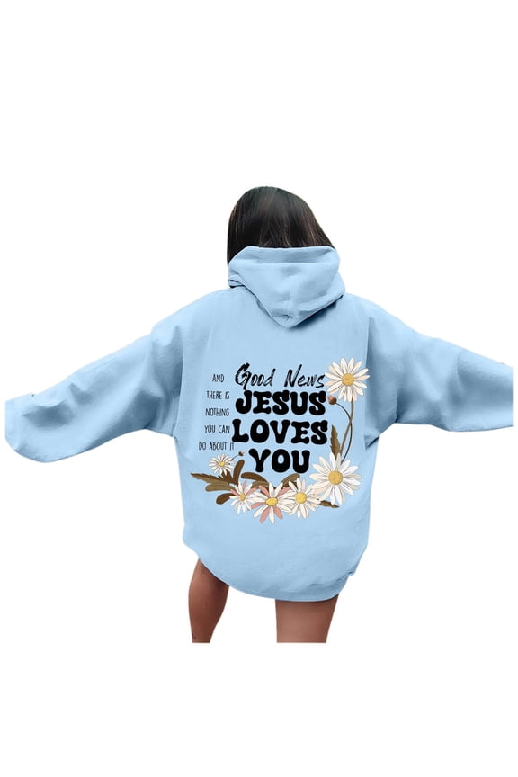 Womens Hoodies Oversized Cute Graphic Letter Print Long Sleeve Drawstring Pullover Tops Stylish Loose Fit Comfy Sweatshirts