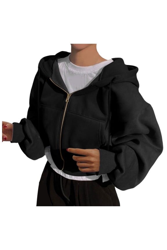 Womens Hoodies Casual Solid Color Long Sleeve Drawstring Pullover Tops Comfy Pocket Basic Baggy Sleeve Sweatshirts