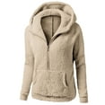 thumbnail image 1 of Bibifish Womens Hoodies Winter Warm Thick Fleece Zip Up Hooded Sweatshirts Soft Casual Half Zip Outerwear Pullover Tops With Pockets, 1 of 2