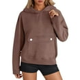thumbnail image 1 of Bibifish Womens Hoodies With Big Flat Pocket Long Sleeve Drawstring Hooded sweatshirts Soft Solid Color Ladies Pullover Tops With Pocket, 1 of 6