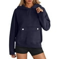 thumbnail image 1 of Bibifish Womens Hoodies With Big Flat Pocket Long Sleeve Drawstring Hooded sweatshirts Soft Solid Color Ladies Pullover Tops With Pocket, 1 of 6