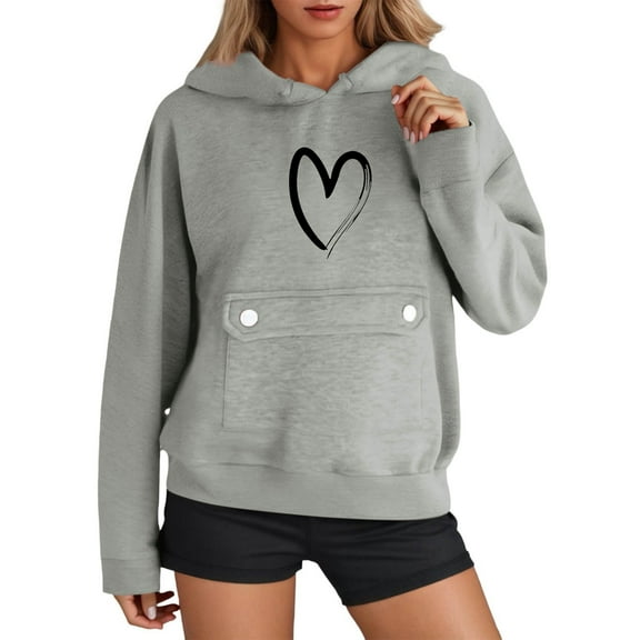 Bibifish Womens Hoodies With Flap Pocket Fuuny Graphic Print Fall Winter Soft Hoodies Fleece Lined Long Sleeve Ladies Pullovers