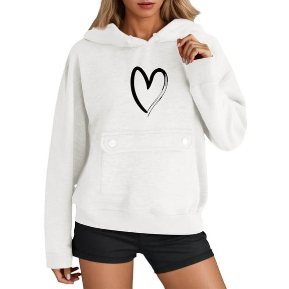 Bibifish Womens Hoodies With Flap Pocket Fuuny Graphic Print Fall Winter Soft Hoodies Fleece Lined Long Sleeve Ladies Pullovers