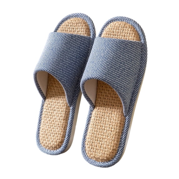 Bibifish Womens House Slippers Linen Breathable Non Slide Sandals Home Indoor Casual Flat Slippers